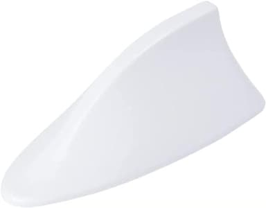AUTOZOCO Antena Coche Estilo Aleta tiburón Universal, Antena Tiburón Coche, Antena de Recepción de Señal de Radio FM/Am, Antena Coche Autoadhesiva Impermeable, Longitud 17 cm, Blanco