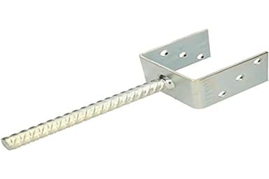 KOTARBAU® Soporte de poste en U 91 mm Anclaje Suelo para Superficies Hormigonadas Pletina con Varilla para Homigonar Soporte en U Acero Galvanizado en Caliente Base Poste Madera