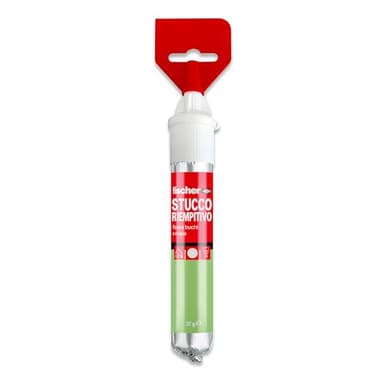 Fischer 552152 - Masilla rellenadora en tubo con espátula integrada para cubrir agujeros y grietas, acabado liso, color blanco, 70 ml