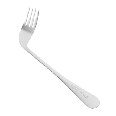 Gogogmee Tenedor Ergonómico Ligero para Alimentación Tenedor de Ayuda para Discapacitados Utensilios de Cocina en Ángulo Acero Inoxidable Resistente Fácil de Usar