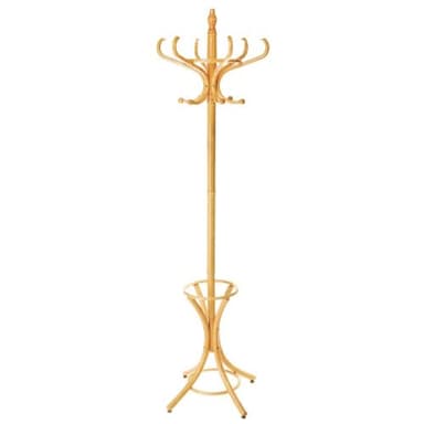 LOLAhome Perchero de Pie de Madera con 12 Brazos de estilo Clásico | Perchero Vertical para Colgar Abrigos, Sombreros, Bolsos, Bastones con 4 Patas de 184 cm (Marrón)