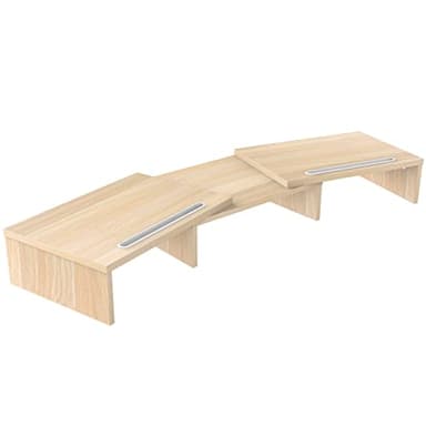 FITUEYES Soporte Monitor Elevador Monitor de Madera con 2 Soporte para Teléfono, Longitud y Ángulos Ajustables para 2 Monitores 79-111,2 x 27 x 10,5cm (Amarillo) DT111106WO