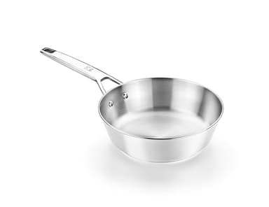BRA Signature | Sartén honda 24 cm, Acero Inoxidable 18/10, Sin Antiadherente, Triple Fondo Difusor, Apto para todo tipo de Cocinas e Inducción