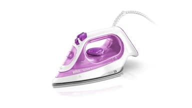Braun Hogar Plancha ropa vapor Texstyle, 2300 W, suela bidireccional 3D SuperCeramic, déposito de 270 ml, Frambuesa, Púrpura, 140 gr/min