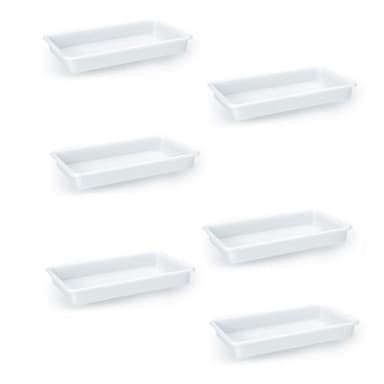 Acan Tradineur - Pack de 6 bandejas rectangulares para frigorífico, Polipropileno Resistente, hostelería, Fabricadas en España - 2,1 litros -34 x 20,5 x 4,5 cm - Blanco