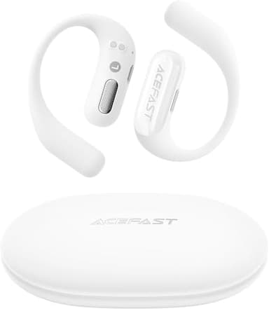 ACEFAST Auriculares Open-Ear Bluetooth 5.4, Auriculares Deportivos Ultrafinos, Apenas Perceptibles, Ajuste Cómodo, Sonido Potente, Llamadas Claras, Control Táctil, App Control, IP54, Blanco