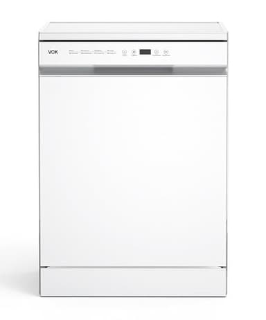 VOK - Lavavajillas - Modelo EVD-14FCWAD - Ancho 60 cm - 8 Programas - Pantalla LED - Cesta Ajustable - Sistema Aquastop - Eficiencia Energética C - Libre Instalacion - Blanco - Instalacion Incluida