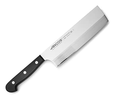 ARCOS Universal Cuchillo Usuba o Asiático de 175mm para Cortar Verduras. Cuchillo Japonés de Acero Inoxidable para Cocina. Color Negro