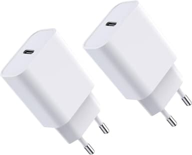 20W 2-Pack Adaptador USB C, Compatible para iPhone 15/15 Pro/15Pro MAX 14 13 12 SE, AirPods iPad, Samsung Galaxy, USBC Adaptador de Corriente Enchufe Cargador de Corriente Enchufe Cargador Rápido
