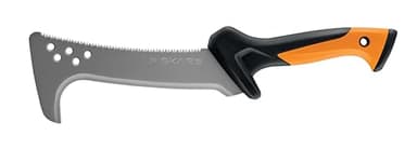 Fiskars Gancho dentado, También se puede utilizar como chuchillo, Incluye funda de nylon, Longitud de la hoja: 23 cm, Acero endurecido/plástico, Negro/naranja, 1051233