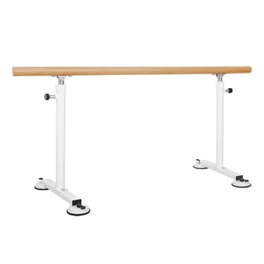 Barra de ballet Barra de ballet con ventosa para niños y adultos, varilla de extensión con mango de madera maciza de acero portátil, puede soportar un peso de 500 kg, 2,5 m/8,2 pies, blanco (blanco 2