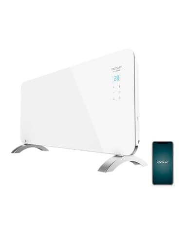 Cecotec Radiador Eléctrico Bajo Consumo Ready Warm 6750 Crystal Connection. Wifi, 2000 W, Termostato Regulable, 2 Modos, Temporizador, Soporte de pie, Protección sobrecalentamiento