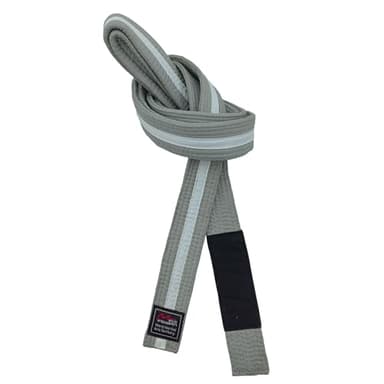 Cinturones brasileños de Jiu-Jitsu para jóvenes, sistema de grado BJJ menores de 16 años, ancho de 4 cm, color blanco, gris, amarillo, naranja y verde, Gris-blanco, 220cm