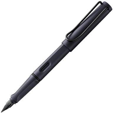Lamy safari steel black - Pluma estilográfica con empuñadura ergonómica y plumín de acero pulido en tamaño M - ideal para cualquier escritura y caligrafía - incluye cartucho T 10 azul - Diestro