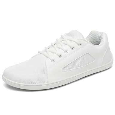 SAGUARO Unisex Barefoot Zapatillas Luck Ⅰ- Minimalistas Hombre Mujer Punto Zapatos Descalzos Exterior Zapatillas Trail Running Flexibles Pies Anchos Fitness para Zero Drop Soles Blanco,GR.43