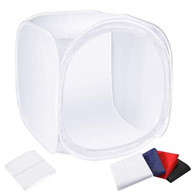 NEEWER 60x60cm Disparos en Estudio Foto Carpa Cubo de Luz Plegable Caja Suave de Difusión Caja de Luz con 4Fondos de Color (Azul Rojo Blanco Negro) para Fotografía (Panel de Luz/Tira NO Incluida)