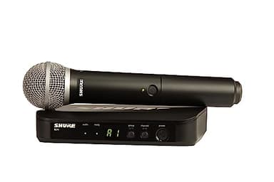 Shure Sistema de micrófono inalámbrico BLX24/PG58 UHF Iglesia, Karaoke, 14 Horas de autonomía, Alcance de 100 m, Incluye micrófono Vocal PG58, Receptor de Canal único | Banda K3E