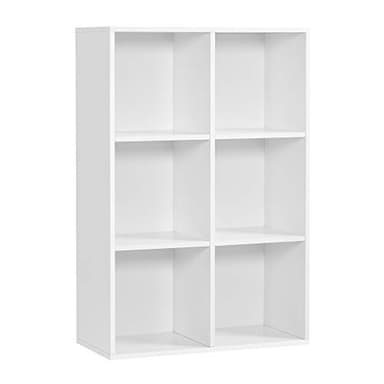 VASAGLE Librería, Estantería Almacenaje, de 6 Compartimientos, para Sala de Estar, Estudio, Oficina, 30 x 65,5 x 97,5 cm, Blanco LBC203D