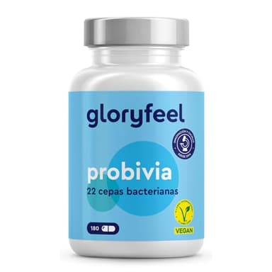 Probióticos y Prebióticos Intestinales - 180 Cápsulas con revestimiento entérico - 22 Cepas Bacterianas (Lactobacillus, Bifidobacterium) + Inulina, 10 mil millones de UFC