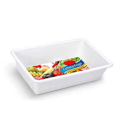 Tradineur - Bandeja frigorífica de Almacenamiento, plástico, Reutilizable, Servir Comida, Aperitivos, Fabricado en España - 6 litros - 39 x 25 x 10 cm – Blanco