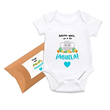 Regalo body Vas a ser abuela ELEFANTE ropa bebé sorpresa anunciar embarazo TÍA ABUELO TÍO PAPÁ