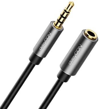 deleyCON 5m Cable Alargador para Cascos CTIA de 4 Polos Micrófono TRRS de 3,5mm Cable de Extensión con Conector AUX Auriculares Audio PC Móvil Smartphone Tableta HiFi Receptor