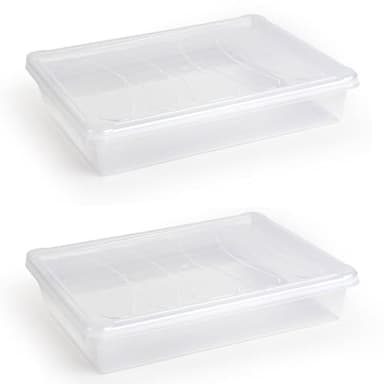 Acan Tradineur - Pack de 2 bandejas con Tapa para frigorífico, Bandeja para Cocina, Restaurante, Bares, hostelería (Transparente - 6,5 x 35 x 27 cm)