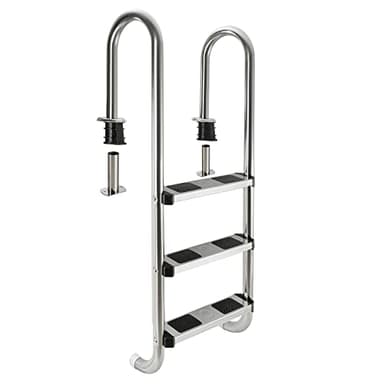 Arebos – Acero Inoxidable Escalera para Piscina de | 3 o 4 peldaños | con antirutschpads en los peldaños