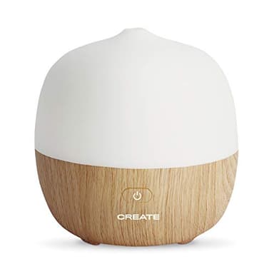 CREATE/Aroma Studio/Difusor de Aromas y humidificador Madera Natural/Emite Vapor Frio con propiedades Humectantes y de Aromaterapia, 7 Colores de Luces LED programables, 120ml, 5W