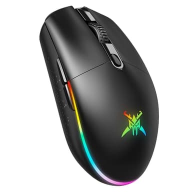 TECKNET Ratón para Juegos, Ratón Inalámbrico Recargable hasta 8000 dpi, 2,4 G/Raton Gaming con Cable y 6 Modos RGB, Mouse Gaming de PC con Edición Macros para Win11/Win10/Win8, Win7/Mac OS X10.4+