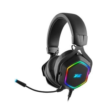 1Life ghs: Hexo 7.1 Surround RGB - Gaming Headset Headphones with Microphone, RGB Light, 7.1 Virtual Surround Sound, 50mm Speakers, Flexible Microphone, USB, Compatible PS4, PS5 and PC, Black