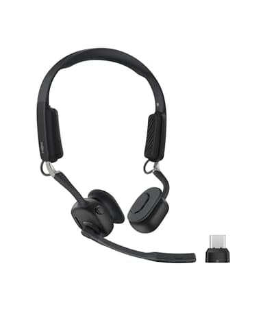 SHOKZ Auriculares de conducción ósea OpenMeet UC, Adaptador USB-C, Open-Ear, micrófonos, cancelación de Ruido, sin Cables, Trabajo, Llamadas, reuniones, Bluetooth 5.4, 15 Horas, Carga rápida