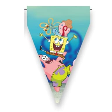 BeenSmile, BANDERIN Spongebob, Decoración Cumpleaños Infantil, Artículos de Fiesta, Celebración y Aniversario, 1 Unidades con 9 Banderines, 3 Metros