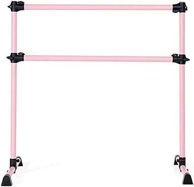 Beihaoer Barra de ballet doble con soporte antideslizante, barra de ballet portátil para gimnasio en casa, barra de gimnasia ajustable de 1,2 m, color rosa