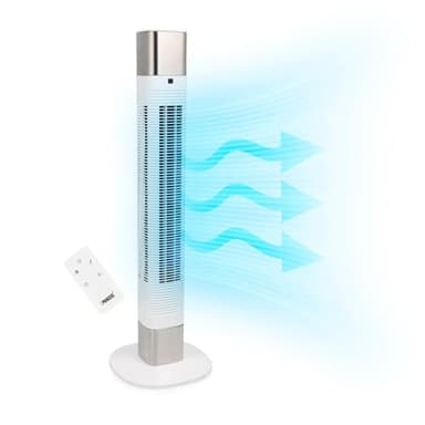 Princess Ventilador de torre silencioso - Altura 103 cm - 3 modos y 3 velocidades - Oscilación - Conectado - Blanco