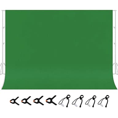 jiuzcare Fondo de Fotografía de 3 x 2M, Fondo Fotográfico de 100% Poliéster con 8 Pinzas Grandes de Estudio, Pantalla Verde para Fotografía, Video, Estudio, Cine, Televisión