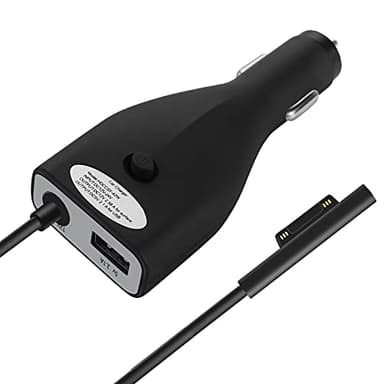 Sisyphy Cargador de Coche para Surface Pro, Compatible con Microsoft Surface Pro 3/4/5/6/7, Surface Go 4/3/2/1, Surface Laptop 5/4/3/2/1, con Puerto USB 5V 2,1A, Alimentación 42W 12V 2,58A