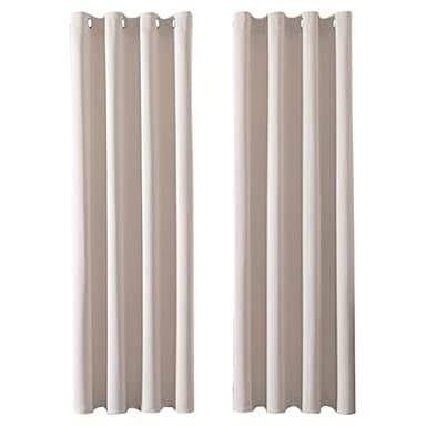 MRTREES Cortina Habitacion Opaca Termica 2 Piezas 140×245cm Cortinas Salon Moderno Aislantes Frío Calor Luz Cortinas Largas para Ventana Dormitorio Infantil Bebe Niños Beige con Ojales