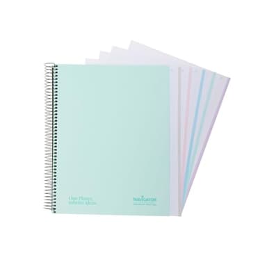 Navigator | Cuaderno Escolar a4 + | Cuadricula 5x5 | Tapa Extradura | Mint | Borde 5 Colores | Papel 80g | 120 Hojas Microperforadas 4 Taladros | Espiral Coil-Lock | Papel Premium Writing