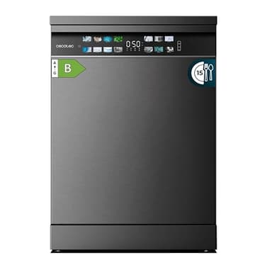 Cecotec Lavavajillas 60 cm Libre Instalación Bolero Aguazero 6700 Dark B. 15 Cubiertos, Bajo Consumo, Motor Inverter Plus, Pantalla Fullcolor XXL, Tercera Bandeja, 8 Programas, Dual Zone Wash, Dark