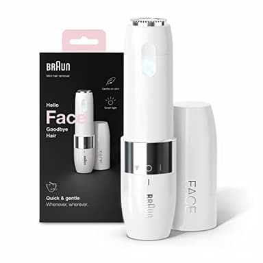 Braun Mini Depiladora Facial FS1000 para Mujer, con Luz Smartlight Incorporada, Depiladora Facial con Precisión, Labio Superior, Barbilla y Mejillas, Blanco