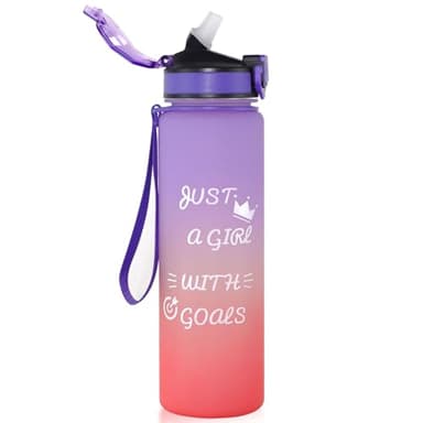 GLEKGLEK Botella Agua Gimnasio 1l, Botella de Agua con Pajita, sin BPA Reutilizable Cantimplora para Gimnasio Deporte Escuela Camping