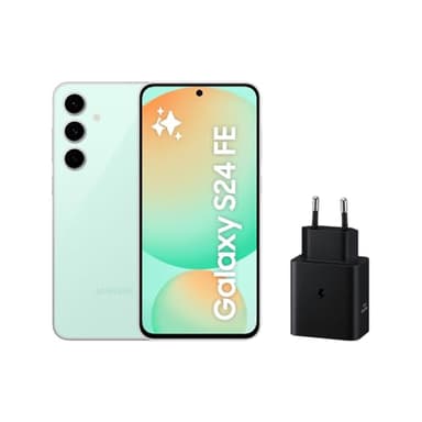 Samsung Galaxy S24 FE 256GB + Cargador - Teléfono Móvil con IA, Smartphone Android, 8 GB RAM, Cámara 50MP, Batería Larga Duración, Libre, Menta (Versión Española)