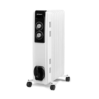 Orbegozo RF 2000, Radiador eléctrico bajo consumo, 2000 W, 3 potencias de calor, 9 elementos, termostato regulable, protección contra sobrecalentamiento, ruedas pivotantes, color blanco