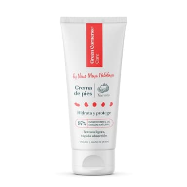 GREEN CORNERSS CARE - Crema de pies con extracto de tomate | 75 ml | 97% Ingredientes Naturales | Formulada por Neus Moya, podóloga experta y enfermera | Hidrata, nutre y fortalece