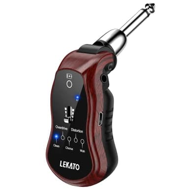 LEKATO Mini amplificador de guitarra recargable de bolsillo con receptor Bluetooth, distorsión de sobremarcha y Wah