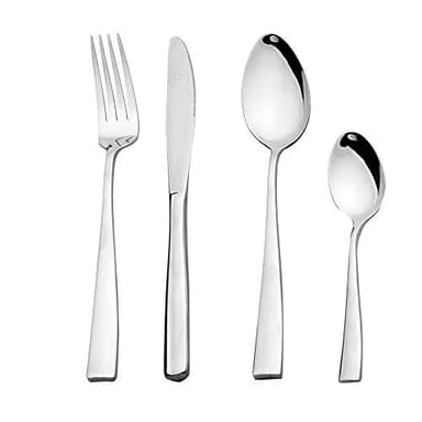 Otto Koning -Leipzig- Juego de cubiertos acero inoxidable 32 piezas, apto para lavavajillas. Cubertería moderna para 8 personas, con tenedor, cuchara, cuchillo y cuchara café.