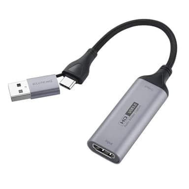ELUTENG Capturadora Video 4K HDMI a USB USB C 3.0 Tarjeta Captura Vídeo Full HD 1080p Captura de Videojuegos con Interfaz 2 en 1 para Enseñanza Radiodifusión Juegos Streaming Videoconferencia