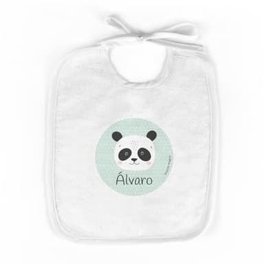 SAQUITOMAGICO Babero Infantil Personalizado con Nombre y DiseñoRegalo Nacimiento (oso panda)