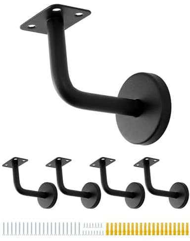 QWORK® 5 Piezas Soporte para Barandilla Escalera - Acero Inoxidable - 60x80 mm - Negro Barandilla